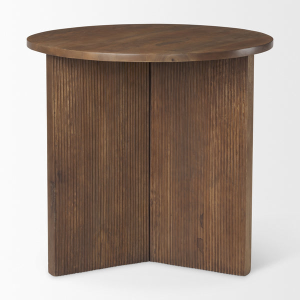 Enzo 32" Round Tabletop w/ Fluted Wood Base Foyer Accent Table