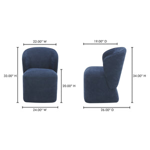 Moe's Larson Navy Blue Rolling Dining Chair