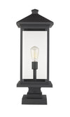 Portland 1 Light Outdoor Pier Mounted Fixture in Black Finish