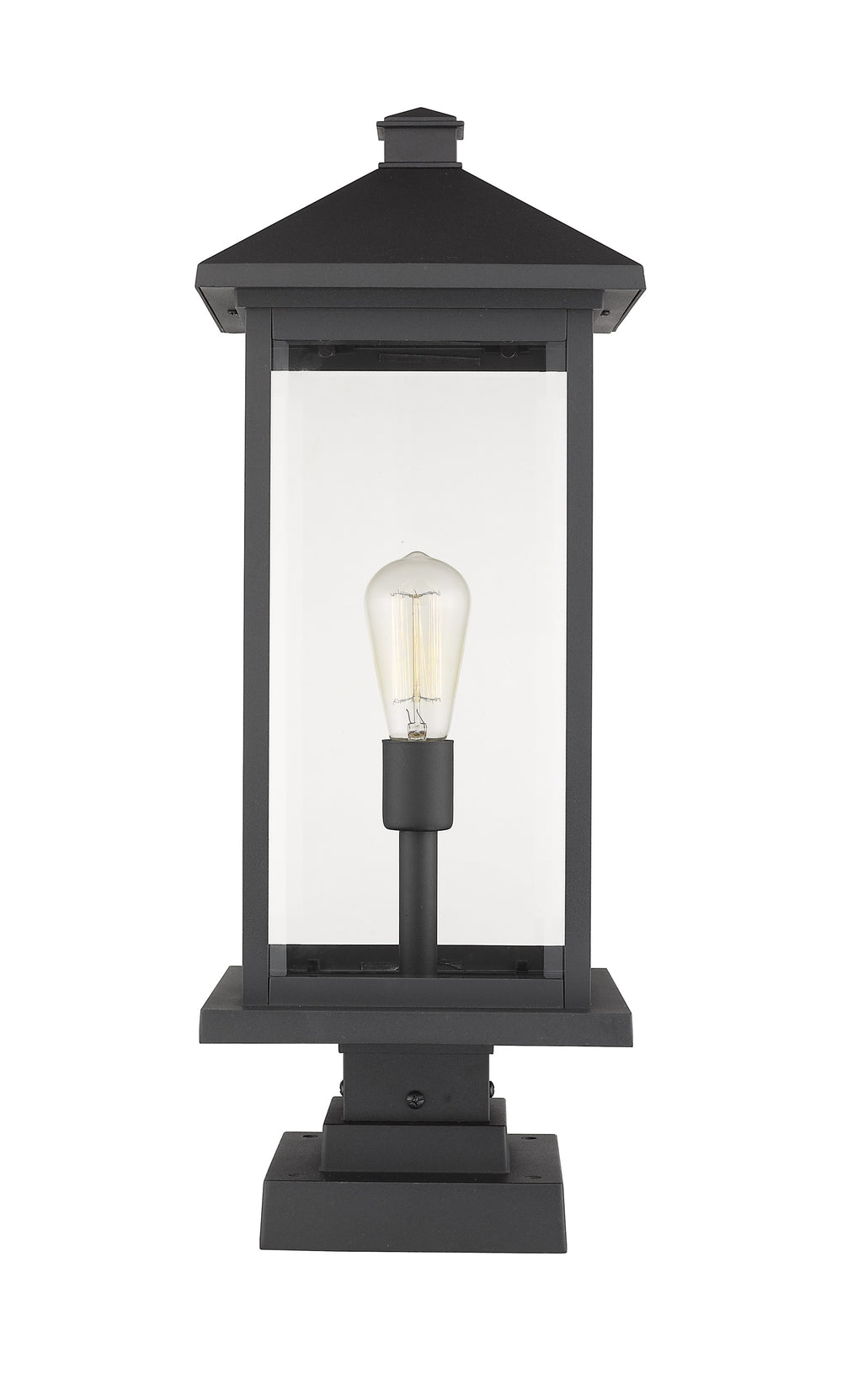 Portland 1 Light Outdoor Pier Mounted Fixture in Black Finish