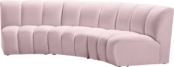 Lynda 3pc. Modular Sectional In Pink Velvet