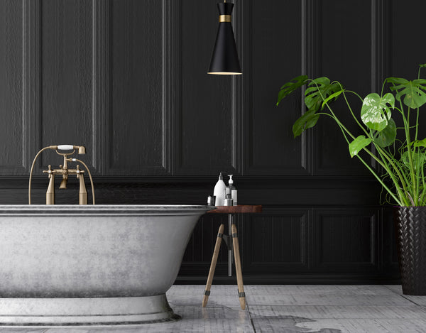 Soriano 1 Light Pendant in Matte Black + Heritage Brass Finish