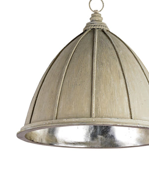 Fenchurch Pendant In Oyster Cream & Silver Leaf