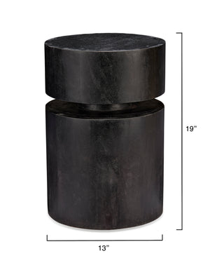  Dylan Wood Round Side Table, Charcoal
