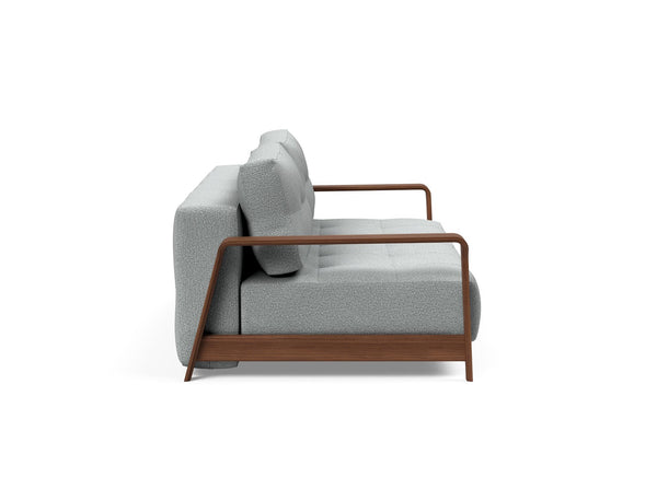 RAN D.E.L. SOFA BED in MELANGE LIGHT GREY FABRIC WITH Dark wood LEGS 538