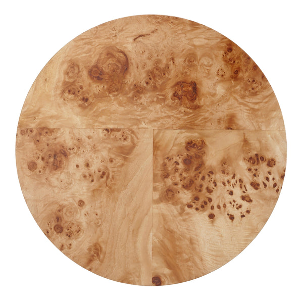 Arsenio Burl Wood Round Side/End Table, Natural Burl