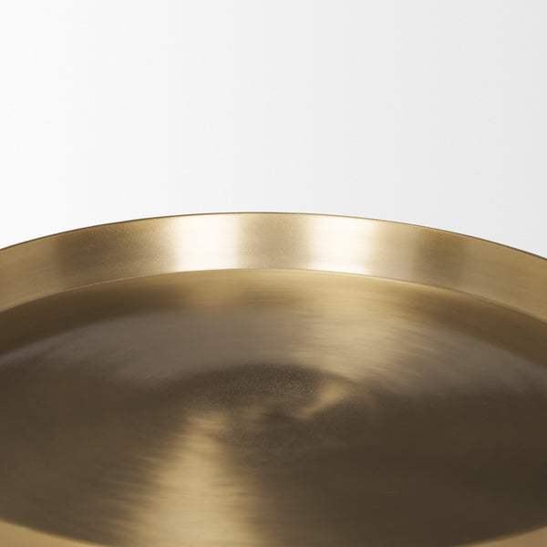 Roland Satin Brass Cast Aluminum Metal Accent Table