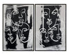 FACE TO FACE (SET OF 2) - 40" X 60" - BLACK FLOATER FRAME