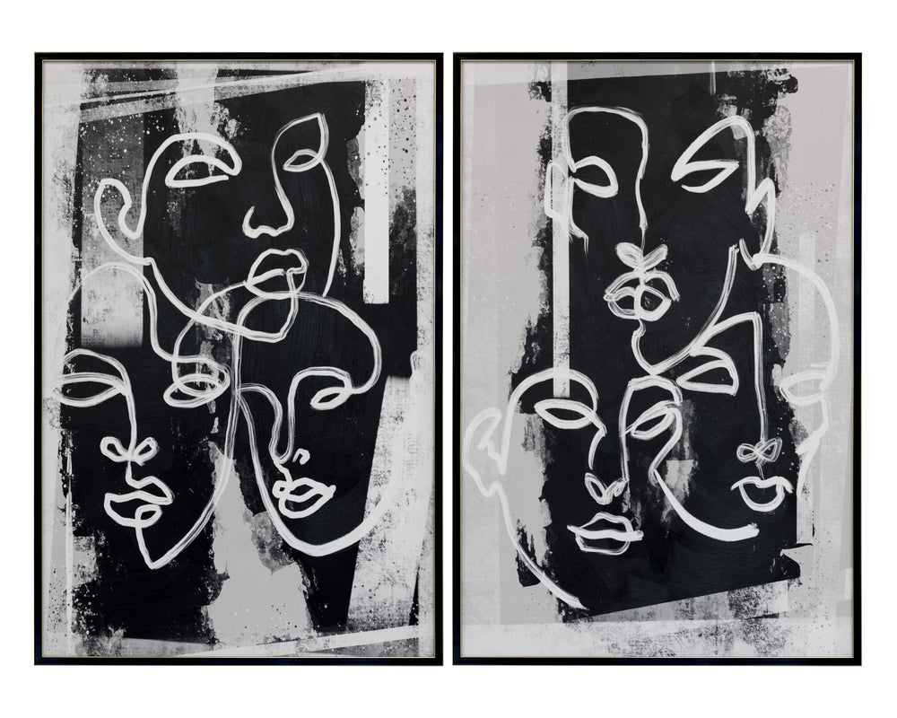 FACE TO FACE (SET OF 2) - 40" X 60" - BLACK FLOATER FRAME