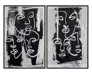 FACE TO FACE (SET OF 2) - 40" X 60" - BLACK FLOATER FRAME