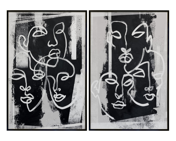 FACE TO FACE (SET OF 2) - 40" X 60" - BLACK FLOATER FRAME