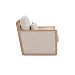 Norman Upholstered Swivel Chair in Natural Ash