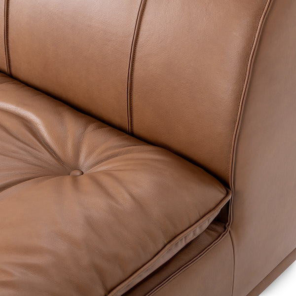 Haven Leather Armless Chair in Toffee Brown