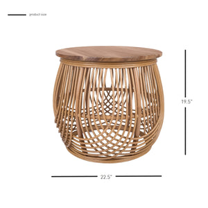 Arlo Rattan Side/ End Table w/ Wood Top, Honey