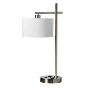 1LT Modern Table Lamp, Satin Chrome