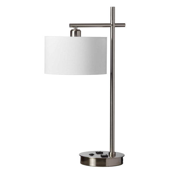 1LT Modern Table Lamp, Satin Chrome