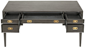 Africa Mahogany and Veneer Desk with Brass Pulls in Pale Finish