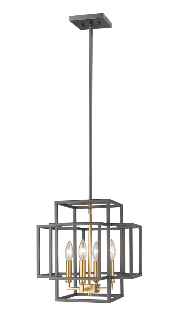 Titania 4 Light Pendant in Bronze + Olde Brass Finish