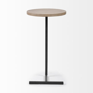 Ballatine 15L x 15W x 27H Brown Wood Round Top w/ Black Metal Base Accent Table