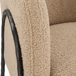 Jacobsen Tan Shearling Barrel Chair
