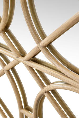 THREE DOOR DECORATIVE MIRROR FRONT BUFFET IN NATURAL RATTAN