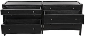Hampton 6-Drawer Mahogany Dresser with Brass Pulls in Hand-Rubbed Black