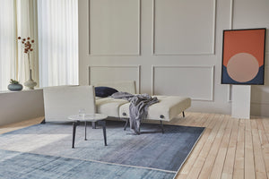 CUBED FULL SOFA BED in MIXED DANCE NATURAL FABRIC WITH Black Steel LEGS 527