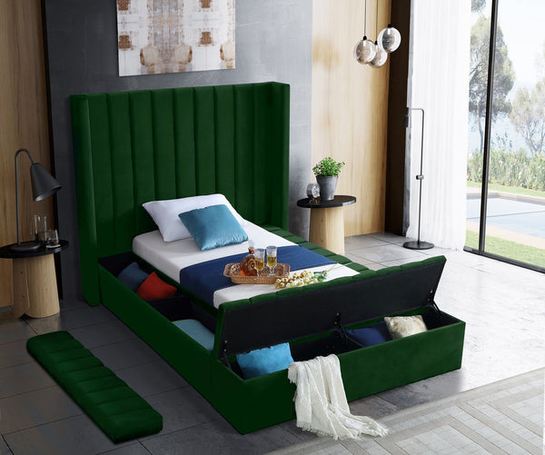 Joanne Twin Bed In Green Velvet