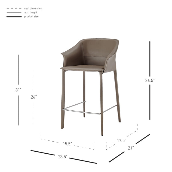 Callie Recycled Leather Counter Stool, Light Mocha
