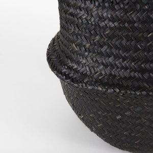 Ella 9.8L x 9.8W x 11.0H (Set of 3) Black Seagrass Basket W/ Light Brown Handles