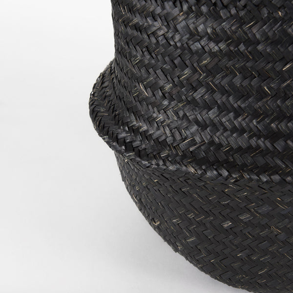 Ella 9.8L x 9.8W x 11.0H (Set of 3) Black Seagrass Basket W/ Light Brown Handles