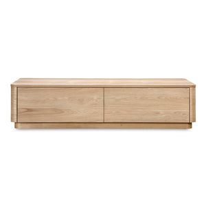 Moe's Round Off Coffee Table Natural Oak with Storage