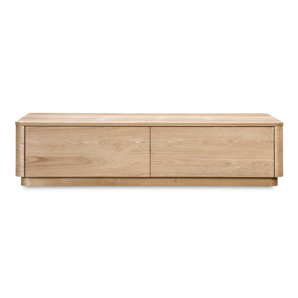 Moe's Round Off Coffee Table Natural Oak with Storage
