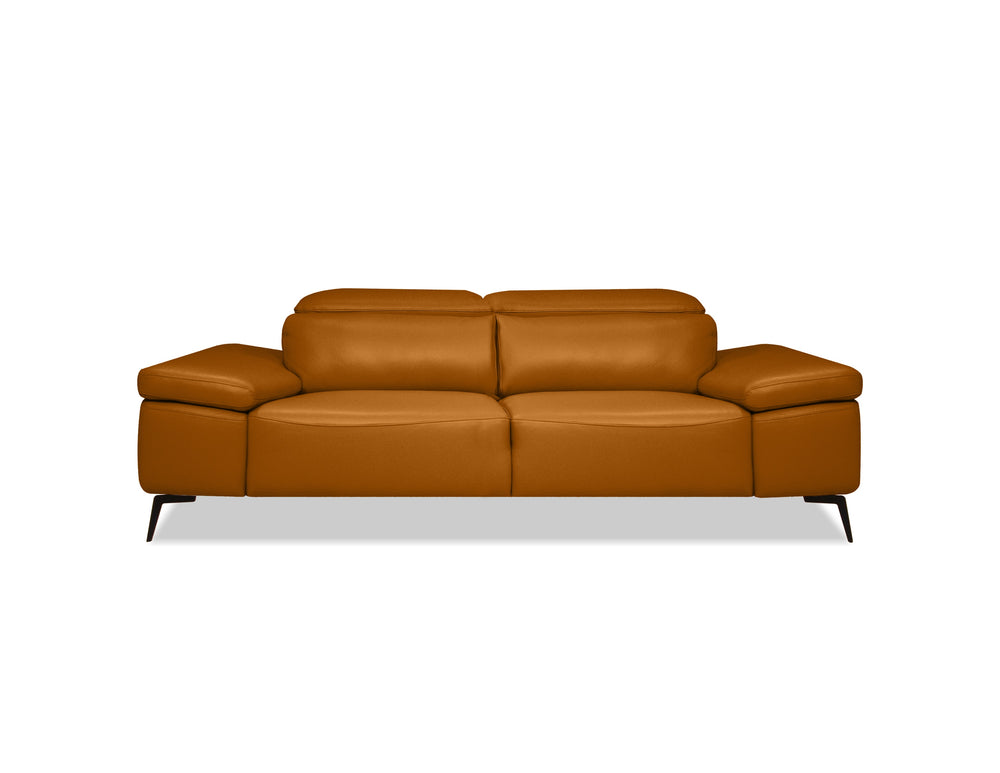 CAMELLO Leather Sofa in CAMEL leather/blk PC legs