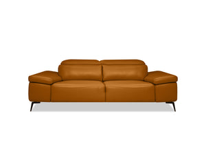 CAMELLO Leather Sofa in CAMEL leather/blk PC legs