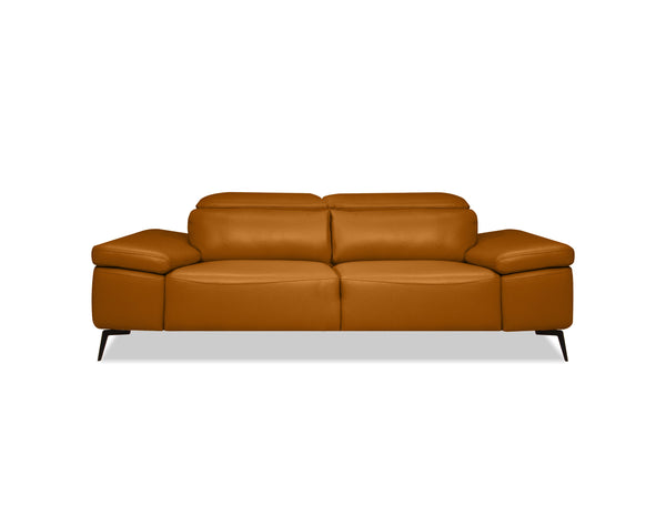 CAMELLO Leather Sofa in CAMEL leather/blk PC legs