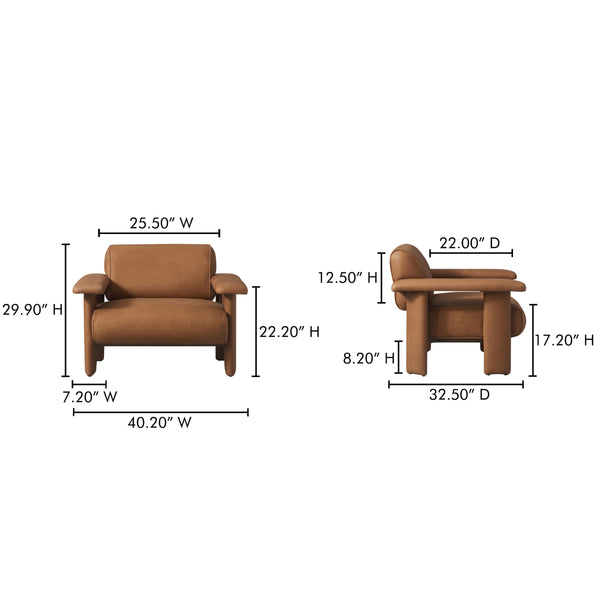 Moe's Marcello Lounge Chair in Tan Leather