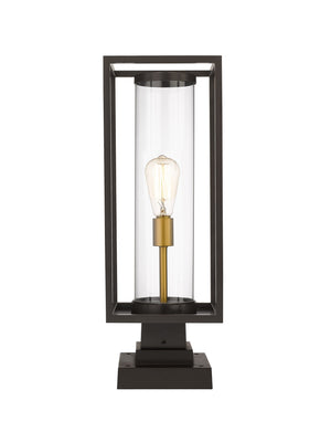 Dunbroch 1 Light Outdoor Pier Mounted Fixture in Deep Bronze + Outdoor Brass Finish