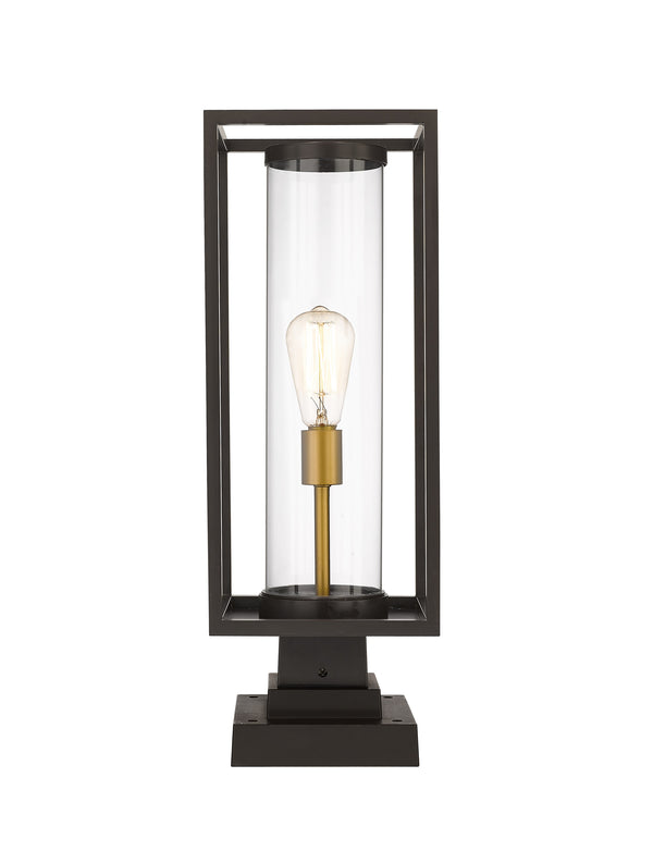 Dunbroch 1 Light Outdoor Pier Mounted Fixture in Deep Bronze + Outdoor Brass Finish