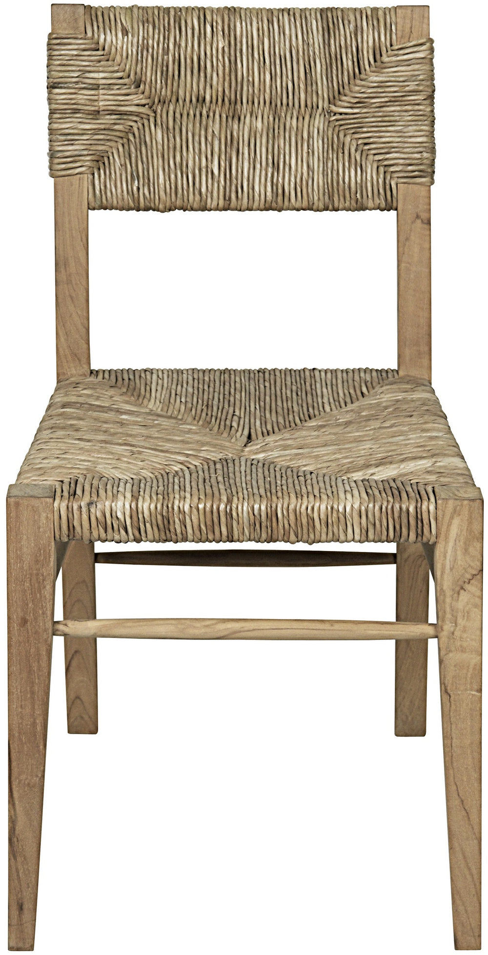 Faley Teak Chair with Rush Seagrass Weave and Clear Flat Finish