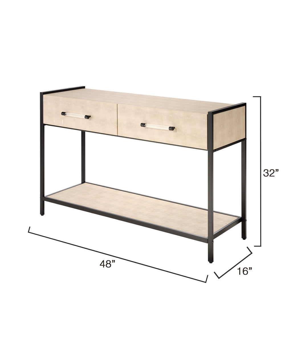 Cassius Faux Shagreen 2-Drawer Console, Taupe