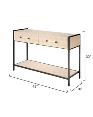 Cassius Faux Shagreen 2-Drawer Console, Taupe