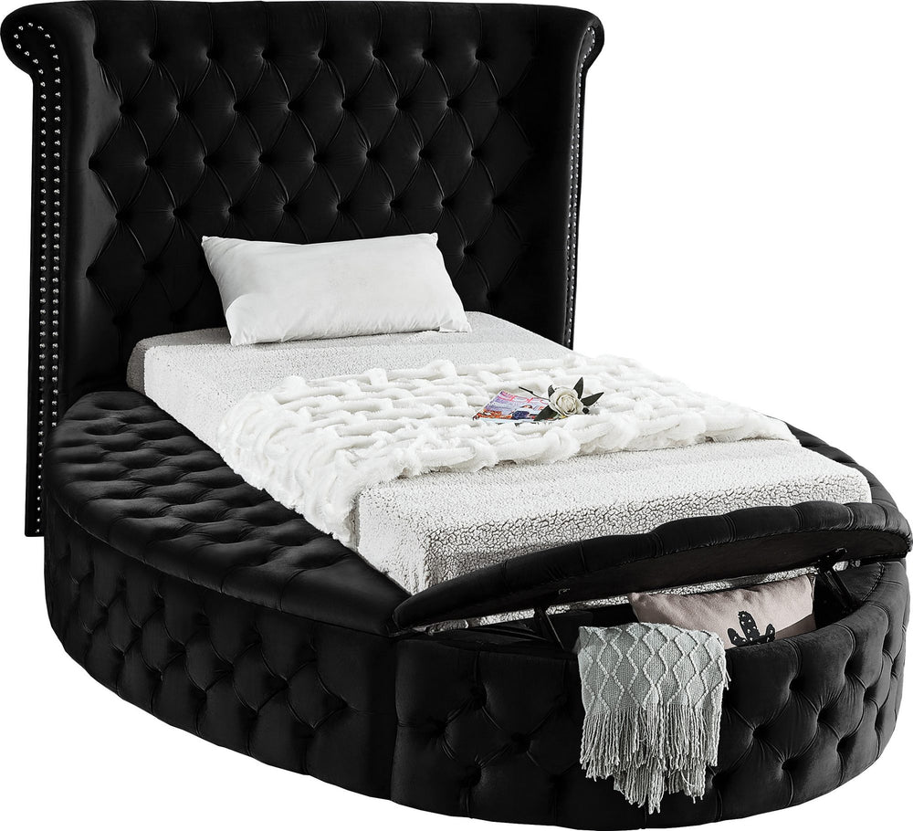Lorena Twin Bed In Black Velvet