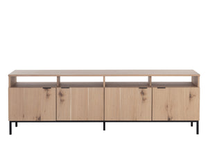 AMBROSE MODULAR MEDIA CONSOLE AND CABINET - RUSTIC OAK - BLACK