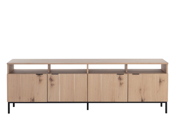 AMBROSE MODULAR MEDIA CONSOLE AND CABINET - RUSTIC OAK - BLACK