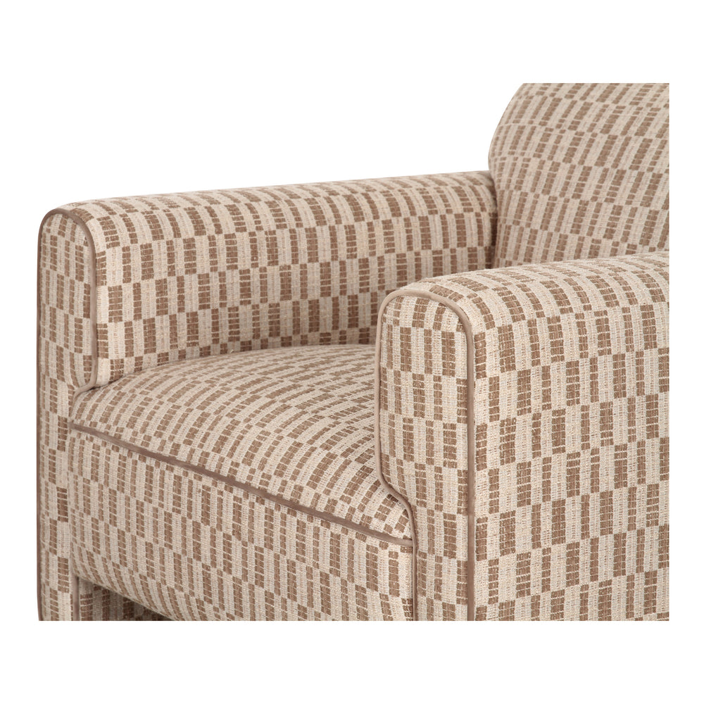 Leo Accent Chair in Taupe with Geometric Pattern