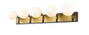 Parsons 5 Light Vanity in Matte Black + Olde Brass Finish