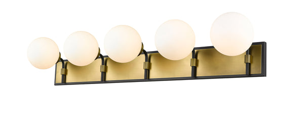 Parsons 5 Light Vanity in Matte Black + Olde Brass Finish