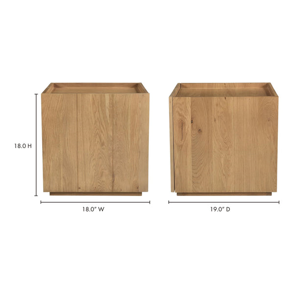 Plank Nightstand in Natural Oak with Storage Cabinet