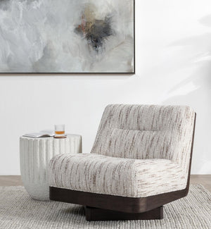 Crandall Upholstered Swivel Chair - Cocoa Cream with Tufted Backrest